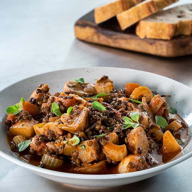 Etouffé de lentilles aux légumes anciens